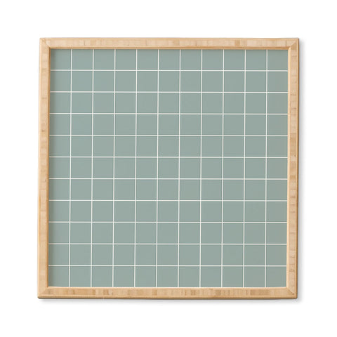 Cocoon Design Sage Green Retro Grid Pattern Framed Wall Art