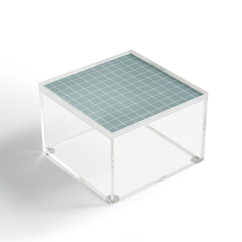 Cocoon Design Sage Green Retro Grid Pattern Acrylic Box