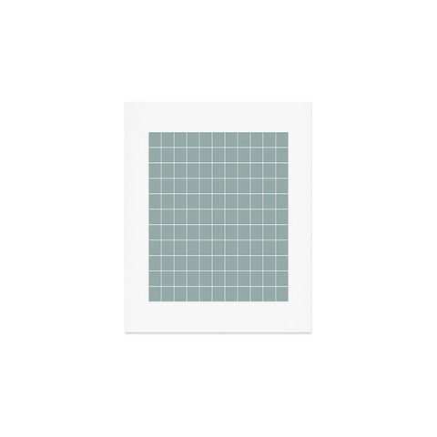 Cocoon Design Sage Green Retro Grid Pattern Art Print
