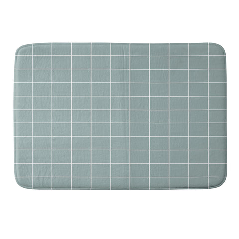Cocoon Design Sage Green Retro Grid Pattern Memory Foam Bath Mat