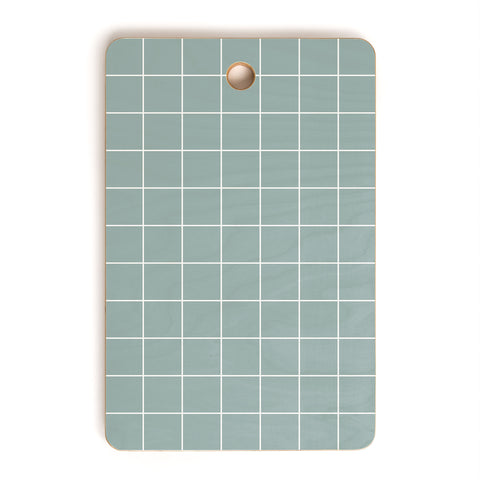 Cocoon Design Sage Green Retro Grid Pattern Cutting Board Rectangle