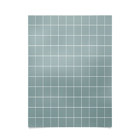 Cocoon Design Sage Green Retro Grid Pattern Poster