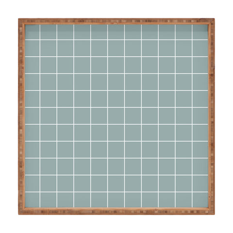 Cocoon Design Sage Green Retro Grid Pattern Square Tray