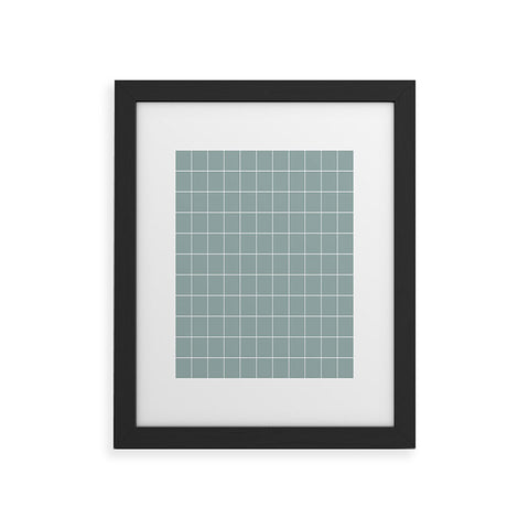 Cocoon Design Sage Green Retro Grid Pattern Framed Art Print