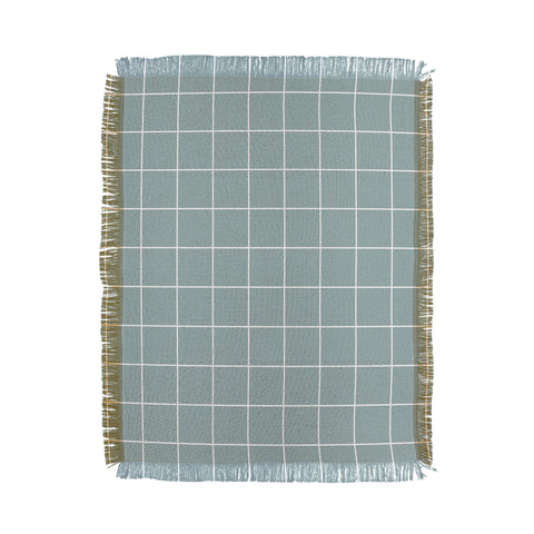 Cocoon Design Sage Green Retro Grid Pattern Throw Blanket
