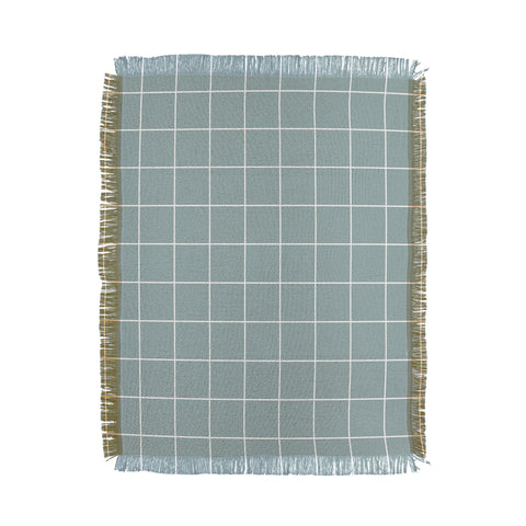 Cocoon Design Sage Green Retro Grid Pattern Throw Blanket