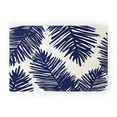 Cocoon Design Tropical blue palms Welcome Mat