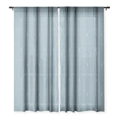 Colour Poems Art Deco Arch Pattern Blue Sheer Window Curtain