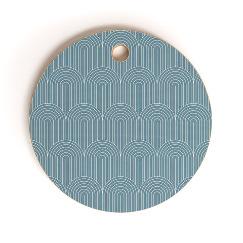 Colour Poems Art Deco Arch Pattern Blue Cutting Board Round
