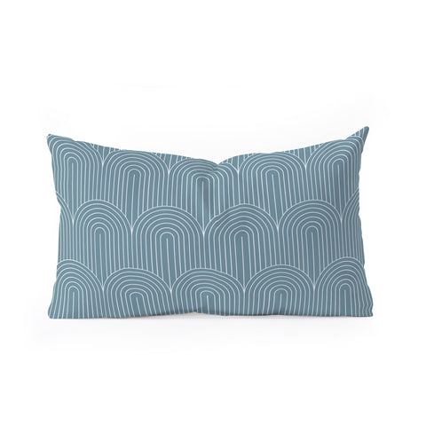 Colour Poems Art Deco Arch Pattern Blue Oblong Throw Pillow