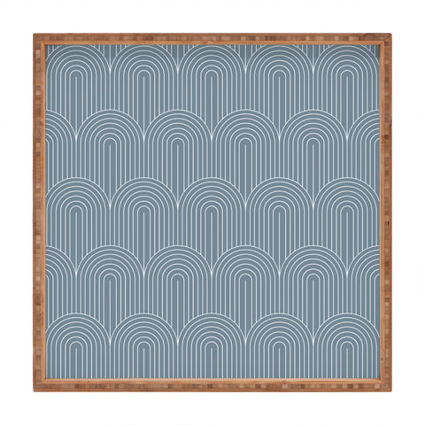 Colour Poems Art Deco Arch Pattern Blue Square Tray