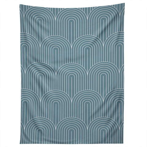 Colour Poems Art Deco Arch Pattern Blue Tapestry