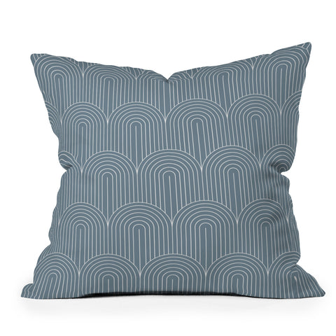 Colour Poems Art Deco Arch Pattern Blue Throw Pillow