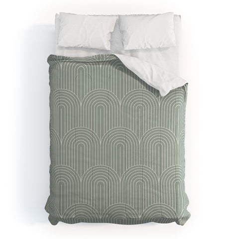 Colour Poems Art Deco Arch Pattern Green Comforter