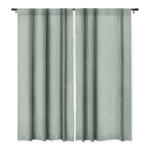 Colour Poems Art Deco Arch Pattern Green Blackout Window Curtain