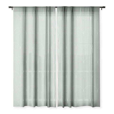 Colour Poems Art Deco Arch Pattern Green Sheer Window Curtain