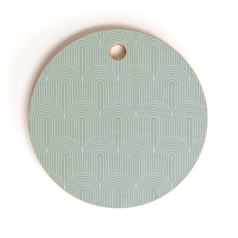 Colour Poems Art Deco Arch Pattern Green Cutting Board Round