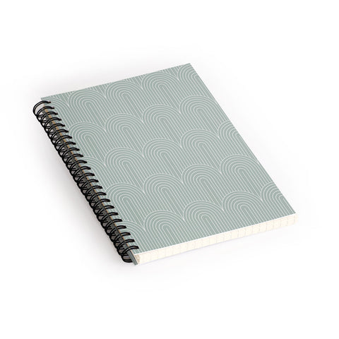 Colour Poems Art Deco Arch Pattern Green Spiral Notebook