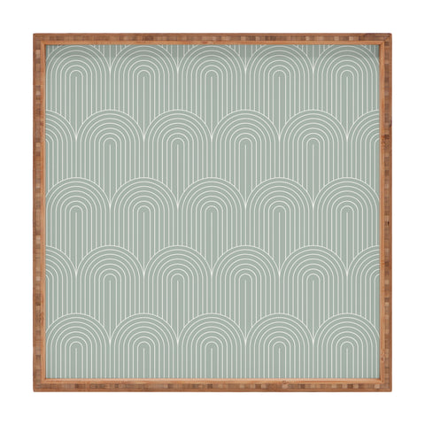 Colour Poems Art Deco Arch Pattern Green Square Tray