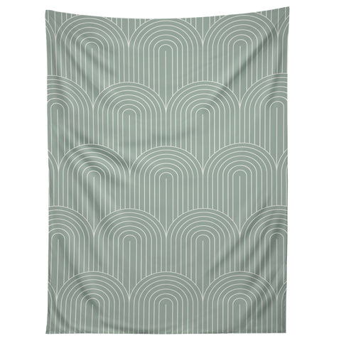 Colour Poems Art Deco Arch Pattern Green Tapestry