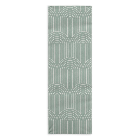 Colour Poems Art Deco Arch Pattern Green Yoga Towel