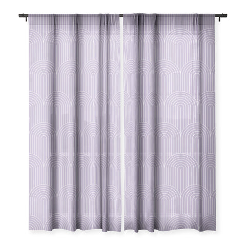 Colour Poems Art Deco Arch Pattern Lilac Sheer Window Curtain