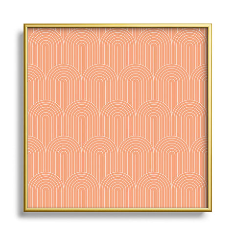 Colour Poems Art Deco Arch Pattern Peach Square Metal Framed Art Print