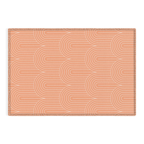 Colour Poems Art Deco Arch Pattern Peach Outdoor Rug