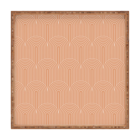 Colour Poems Art Deco Arch Pattern Peach Square Tray