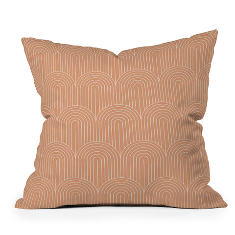 Colour Poems Art Deco Arch Pattern Peach Outdoor Throw Pillow