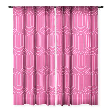 Colour Poems Art Deco Arch Pattern Pink Sheer Non Repeat