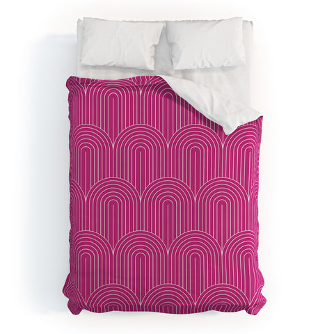 Colour Poems Art Deco Arch Pattern Pink Duvet Cover