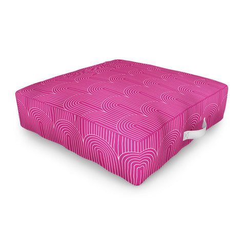 Colour Poems Art Deco Arch Pattern Pink Outdoor Floor Cushion