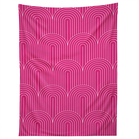 Colour Poems Art Deco Arch Pattern Pink Tapestry