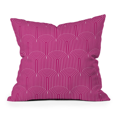 Colour Poems Art Deco Arch Pattern Pink Throw Pillow