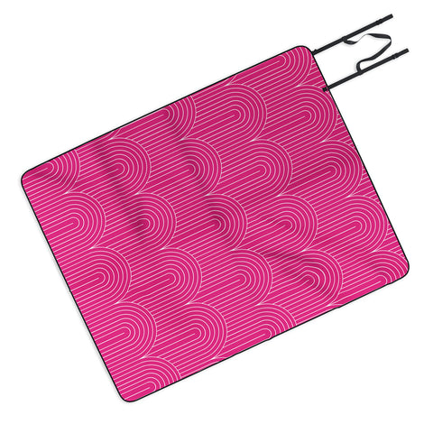 Colour Poems Art Deco Arch Pattern Pink Picnic Blanket