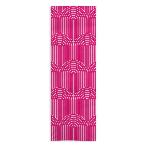 Colour Poems Art Deco Arch Pattern Pink Yoga Towel