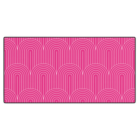 Colour Poems Art Deco Arch Pattern Pink Desk Mat