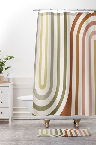 Colour Poems Bold Curvature Stripes I Shower Curtain And Mat