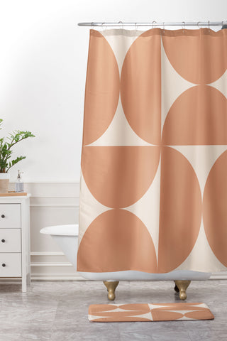 Colour Poems Bold Minimalism Peach Fuzz Shower Curtain And Mat