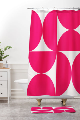 Colour Poems Bold Minimalism Viva Magenta Shower Curtain And Mat