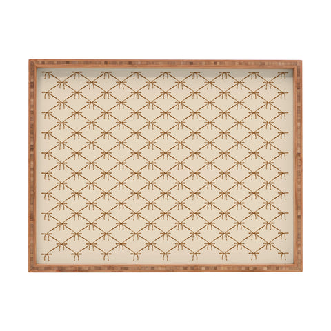 Colour Poems Bows and Ribbons Beige Rectangular Tray