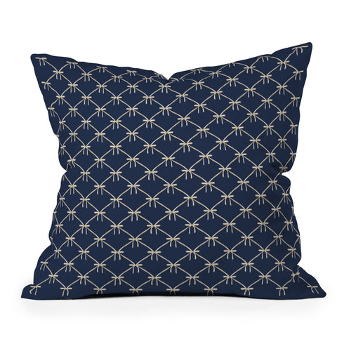 Colour Poems Bows and Ribbons Blue Throw Pillow