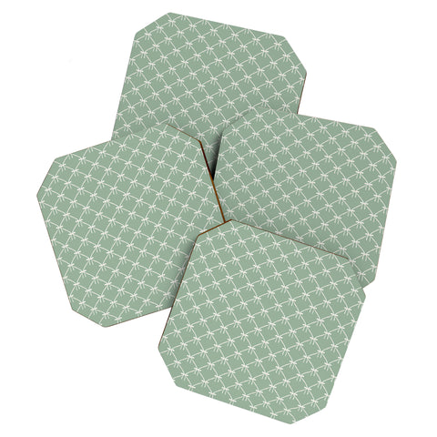 Colour Poems Bows and Ribbons Green Coaster Set