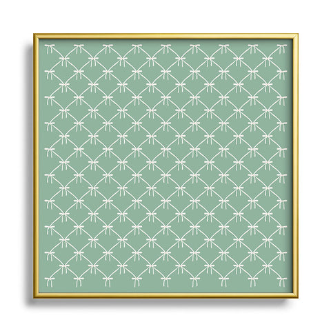 Colour Poems Bows and Ribbons Green Square Metal Framed Art Print