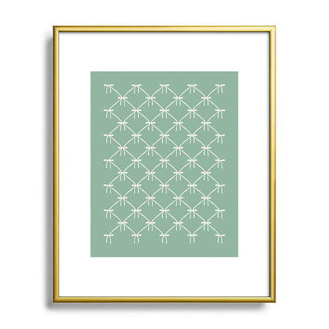 Colour Poems Bows and Ribbons Green Metal Framed Art Print
