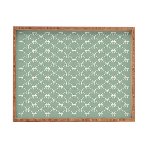 Colour Poems Bows and Ribbons Green Rectangular Tray