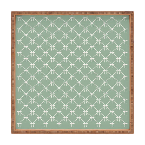 Colour Poems Bows and Ribbons Green Square Tray