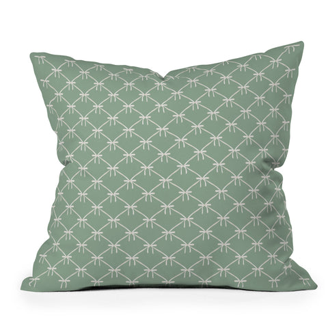 Colour Poems Bows and Ribbons Green Throw Pillow