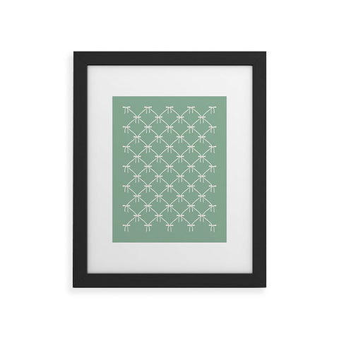 Colour Poems Bows and Ribbons Green Framed Art Print
